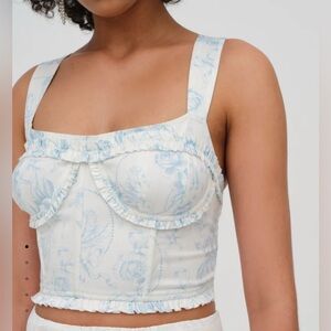 For Love & Lemons Chantal Denim Corset Top Size XL NWT!